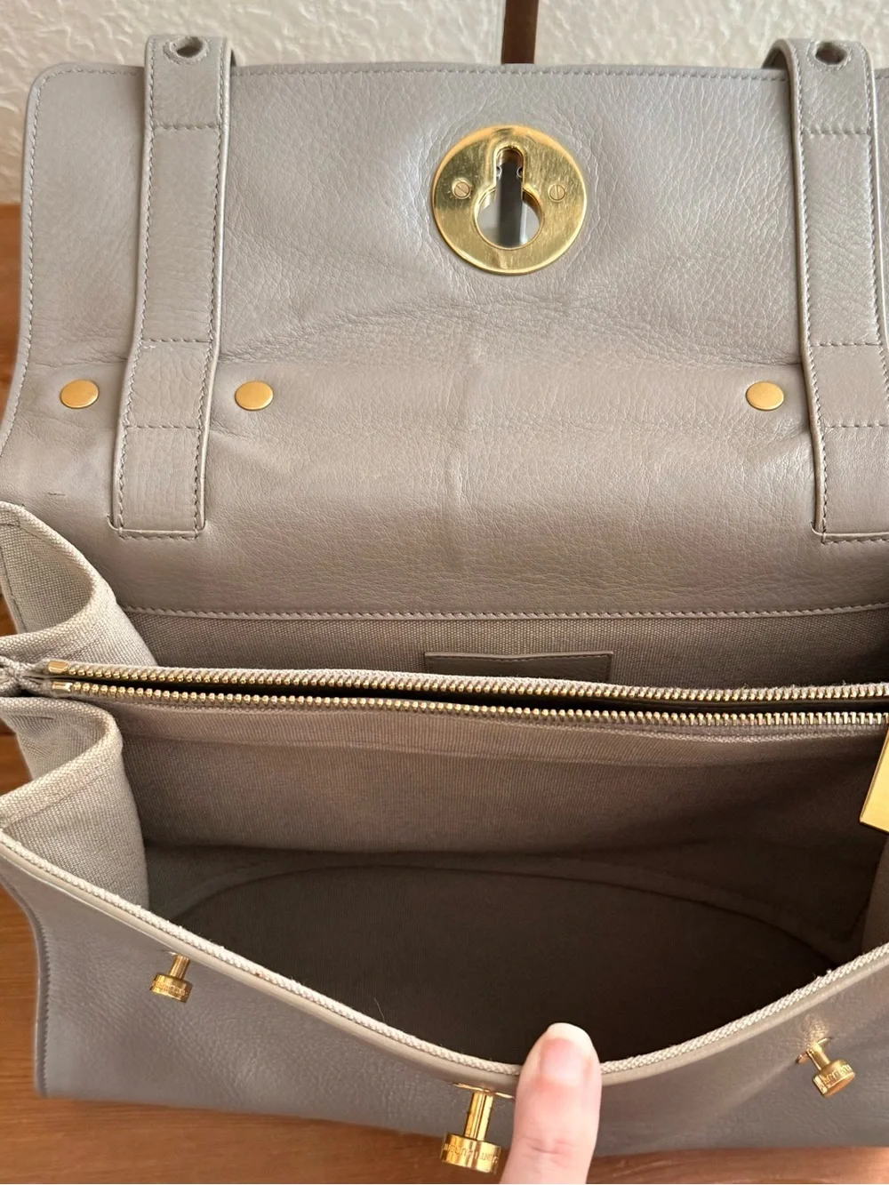 Saint Laurent  -TAUPE -Muse Leather Top-Handle Satchel /Crossbody with GHW